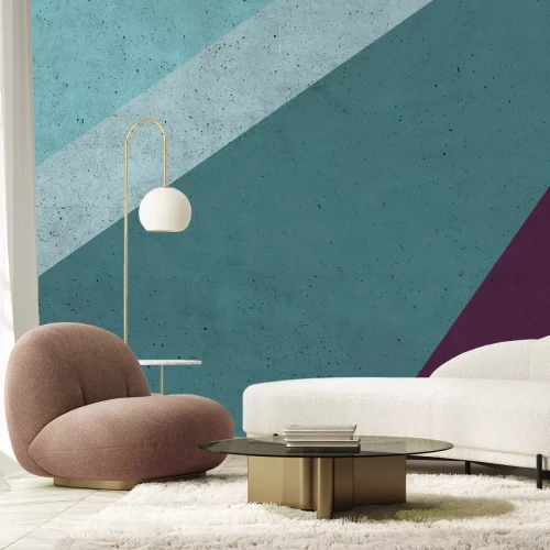 Papier peint  Bloc géométrique avec élément violet texture béton