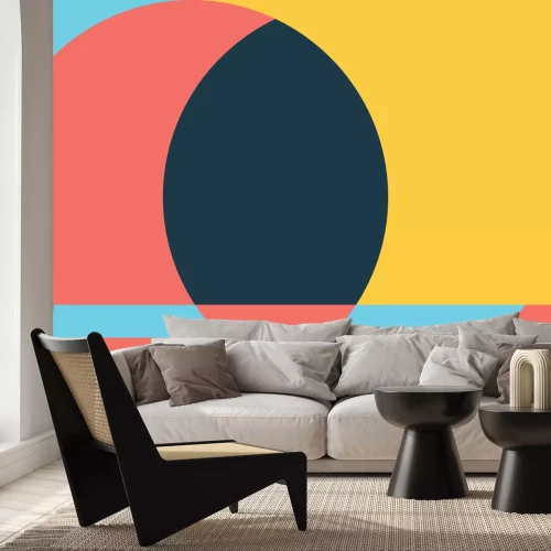 Papier peint  Composition avec un cercle sur fond coloré