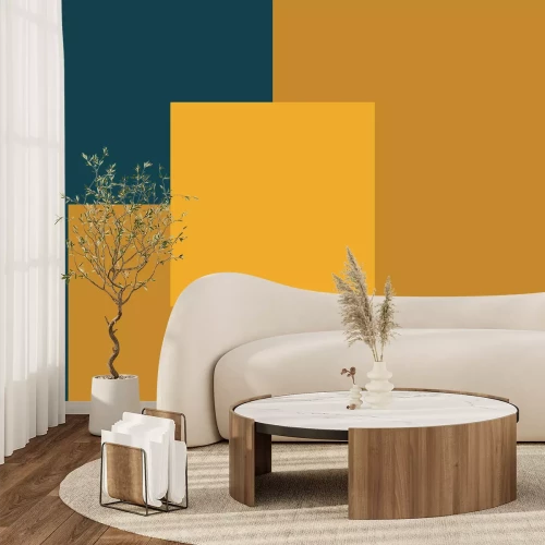 Papier peint  Carré sur fond vert miel