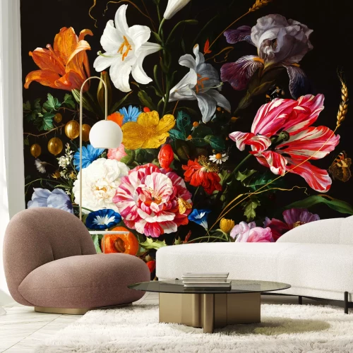 Papier peint  Composition de fleurs avec tulipe