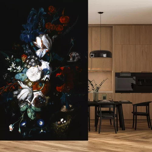 Papier peint  Bouquet avec des accents bleus foncés