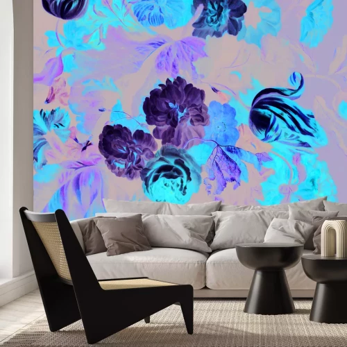 Papier peint  Fleurs luxuriantes rouges et blanches