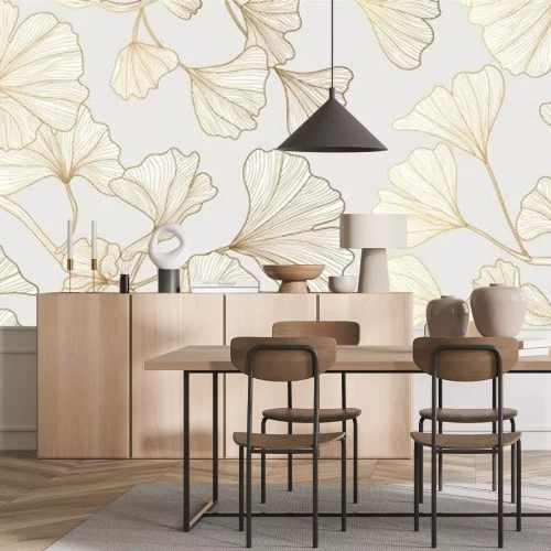 Sticker  Feuilles de ginkgo sur fond clair