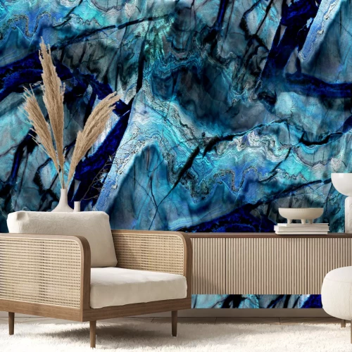 Papier peint  Macro minéral bleu