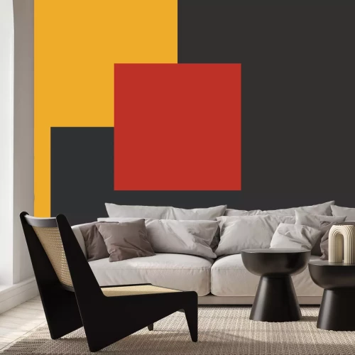 Papier peint  Carré sur fond jaune et noir