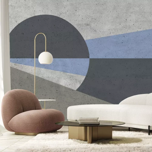 Papier peint  Cercle et triangles tons gris effet concret