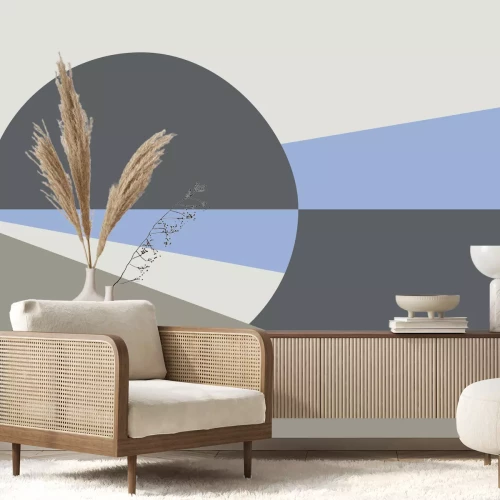 Papier peint  Cercle et triangles tons gris