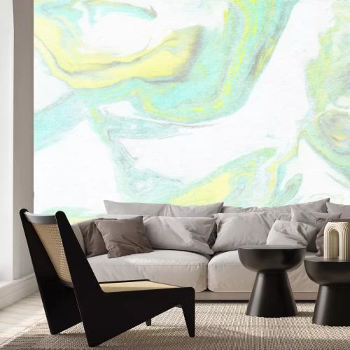 Papier peint  Marbre vert et jaune