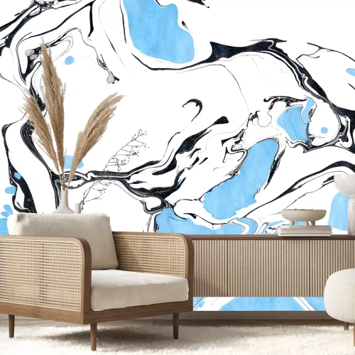 Papier peint  Marbre avec un accent bleu