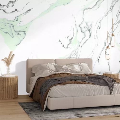 Papier peint  Marbre avec un accent vert