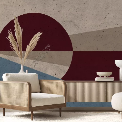 Papier peint  Cercle et triangles aux couleurs de l'automne effet béton