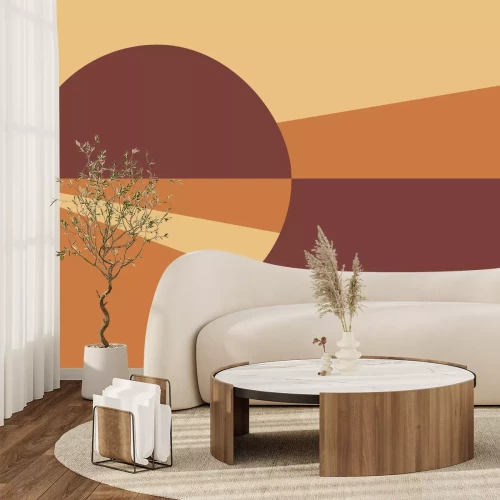 Papier peint  Cercle et triangles tons orange