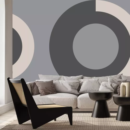 Papier peint  Cercles sur fond gris