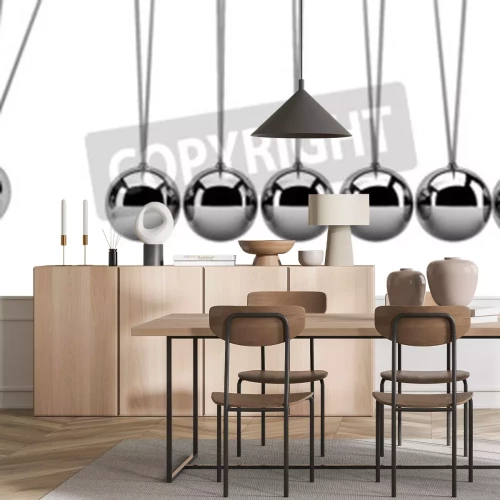 Papier peint  Pendule de Newton sur fond blanc