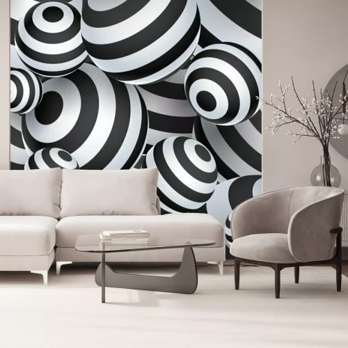 Papier peint  Boules noires et blanches