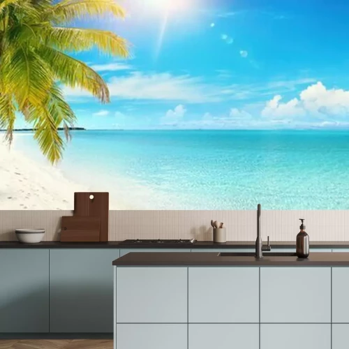 Papier peint  Panorama avec palmiers sur l'océan