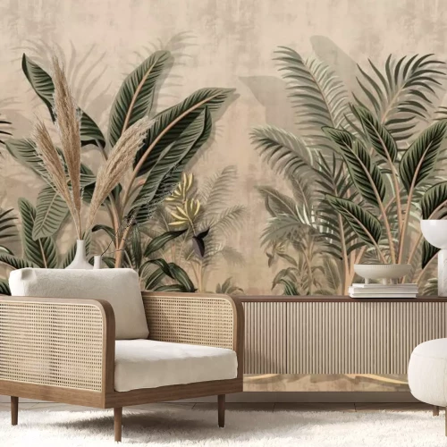 Papier peint  Bananier tropicaux et autres palmiers dans la forêt tropicale