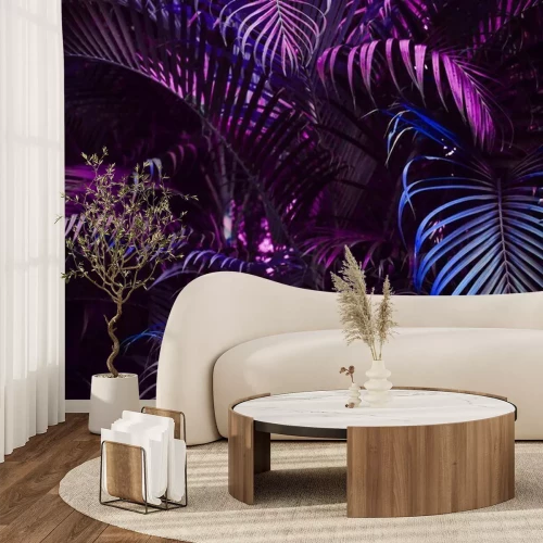 Papier peint  Feuilles violettes tropicales