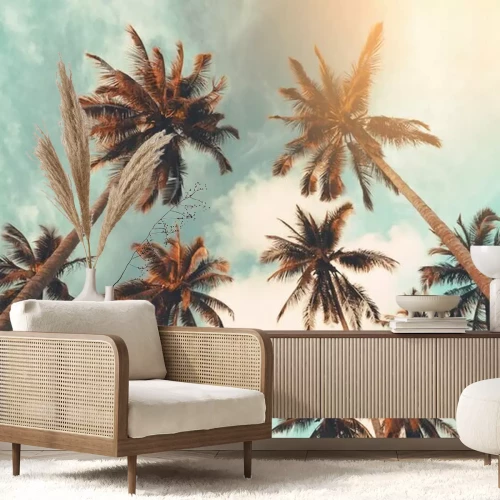 Papier peint  Palmiers sur un fond de ciel rétro
