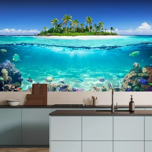 Papier peint  Île océanique et récif corallien