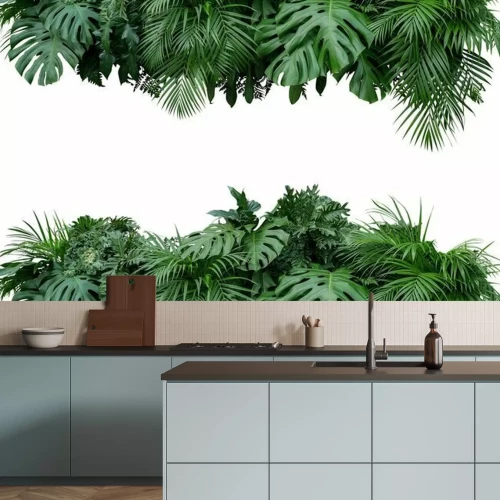 Papier peint  Plantes tropicales sur fond blanc