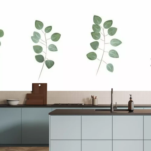 Sticker  green leaves in the style of watercolor