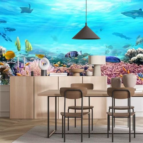 Papier peint  Récifs coralliens et animaux aquatiques
