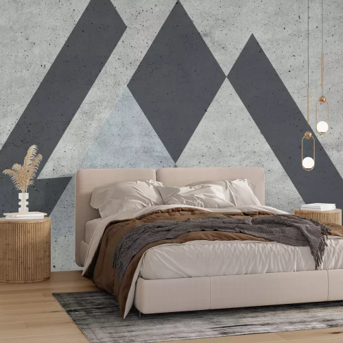 Papier peint  Séquence avec des triangles gris et texture mur de béton