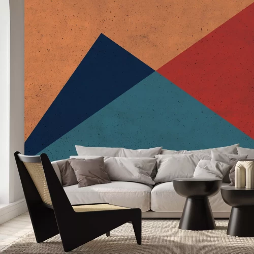 Papier peint  Triangles équilatéraux à dominante orange sur fond béton