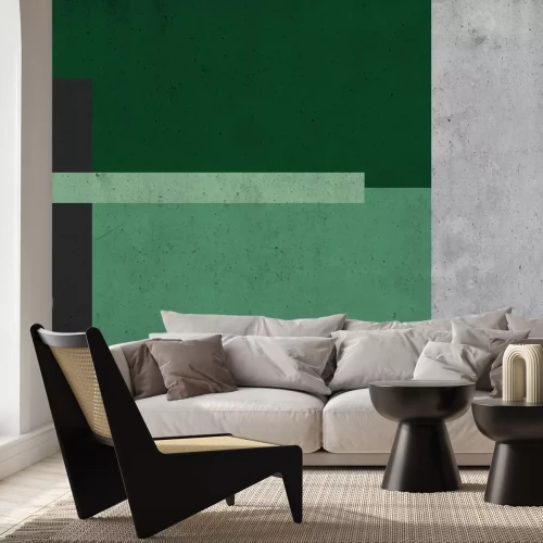 Papier peint  Rectangles tons verts et effet béton