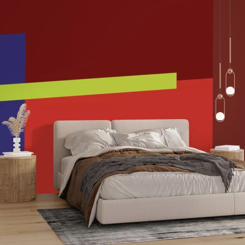 Papier peint  Rectangles tons rouges