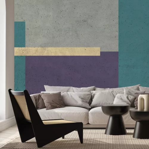 Papier peint  Rectangles à dominante violette et effet béton