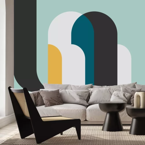 Papier peint  Figures cylindriques avec élément jaune