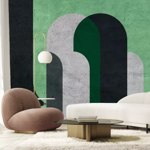 Papier peint  Figures cylindriques avec élément gris et effet béton