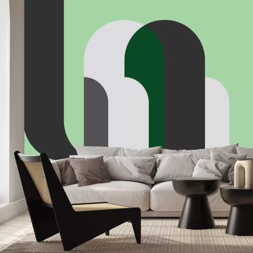 Papier peint  Figures cylindriques avec élément gris