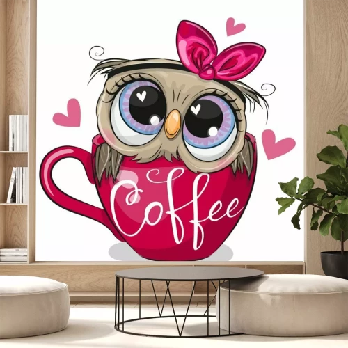 Sticker  Hibou assis dans une tasse
