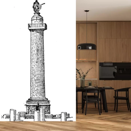 Sticker  Column of Trajan, vintage illustration.