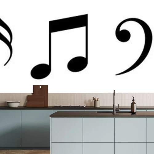 Sticker  Music notes icons set. Vector