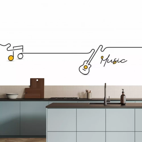 Sticker  Abstract flat line with music note motion shapes. Pattern for cover design, poster, banner, decoration.