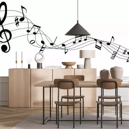 Sticker  musical notes melody on white background