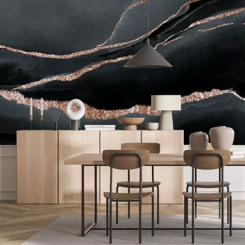 Papier peint  Marbre noir et craquelures