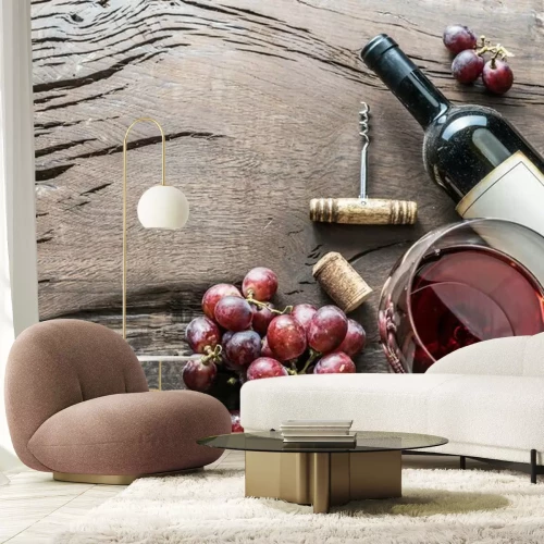 Papier peint  Verre bouteille et vin rouge