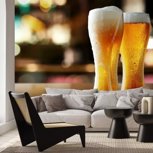Papier peint  Verres de bière et mousse blanche