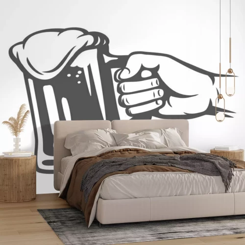 Sticker  male hand holding beer glass.