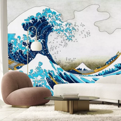 Papier peint  Hokusai La grande vague de Kanagawa coloriage adulte