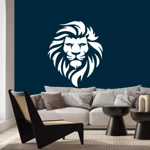 Sticker  Tête de lion sur fond bleu marine uniforme