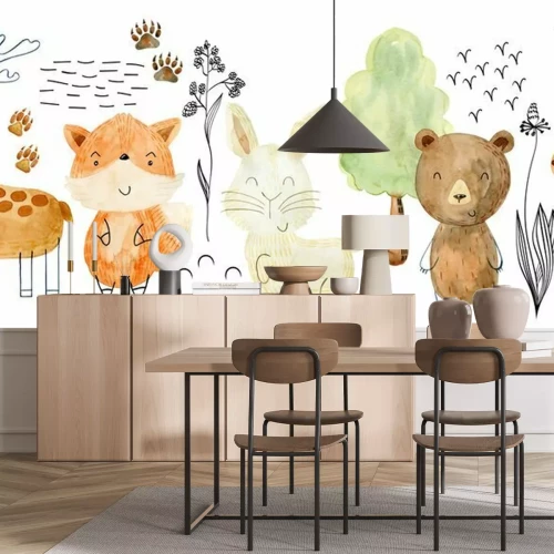 Sticker  Watercolor forest border.