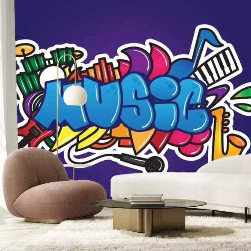 Sticker  Graffiti. Music word