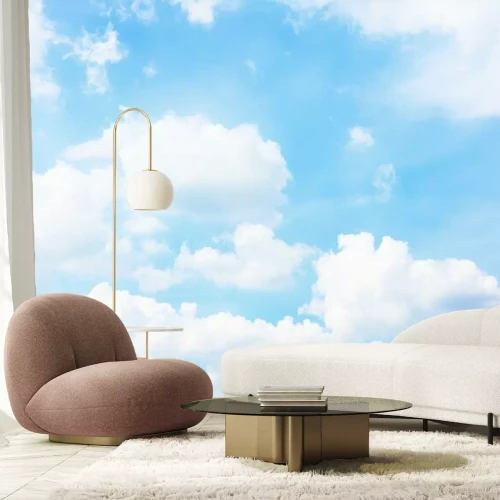 Papier peint  Nuages ​​pelucheux dans le ciel bleu