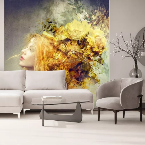 Papier peint  Femme aux fleurs dans les cheveux